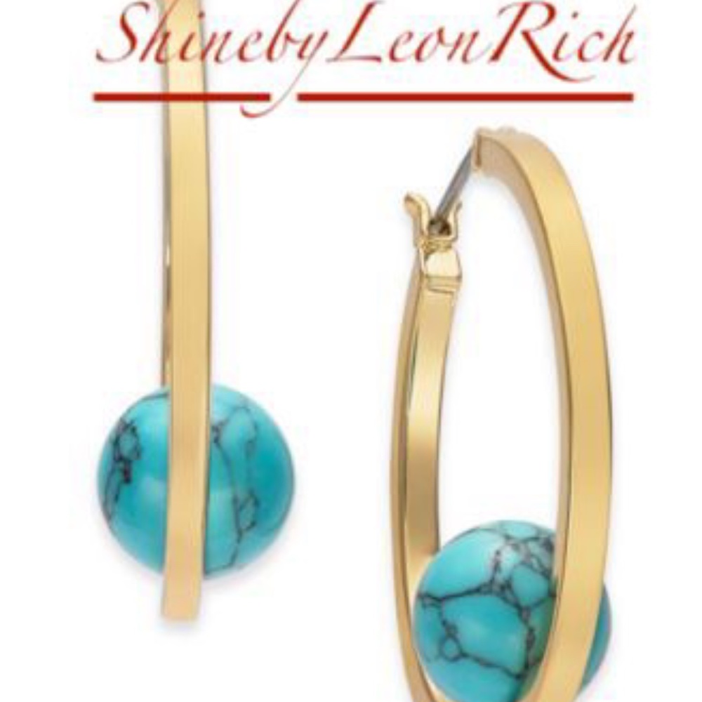 Alfani Gold-Tone Medium Stone Ball Hoop Earrings, 1.5"